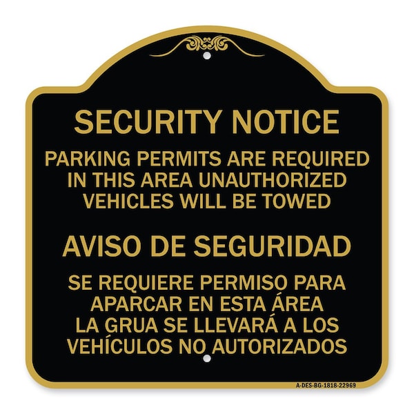 Parking Permits Are Required in This Area Unauthorized Vehicles Will Be Towed Aviso, BG-1818-22969